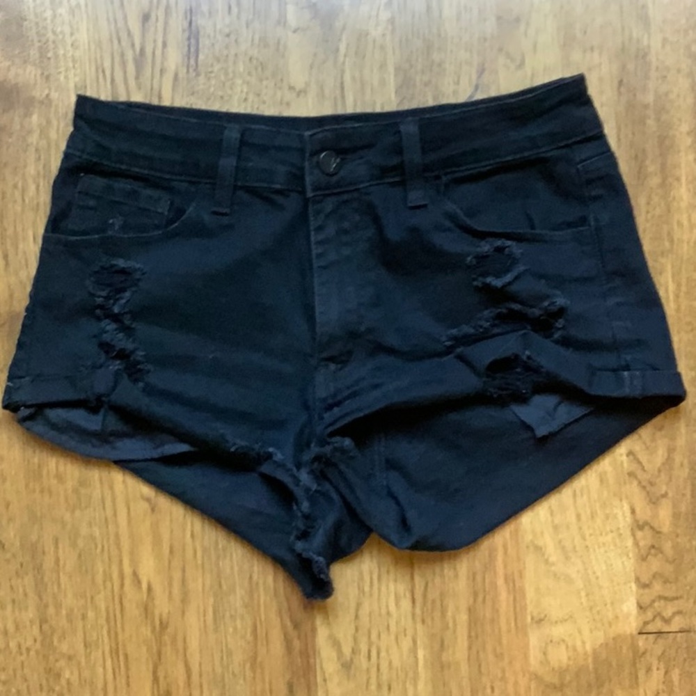 Black jean shorts